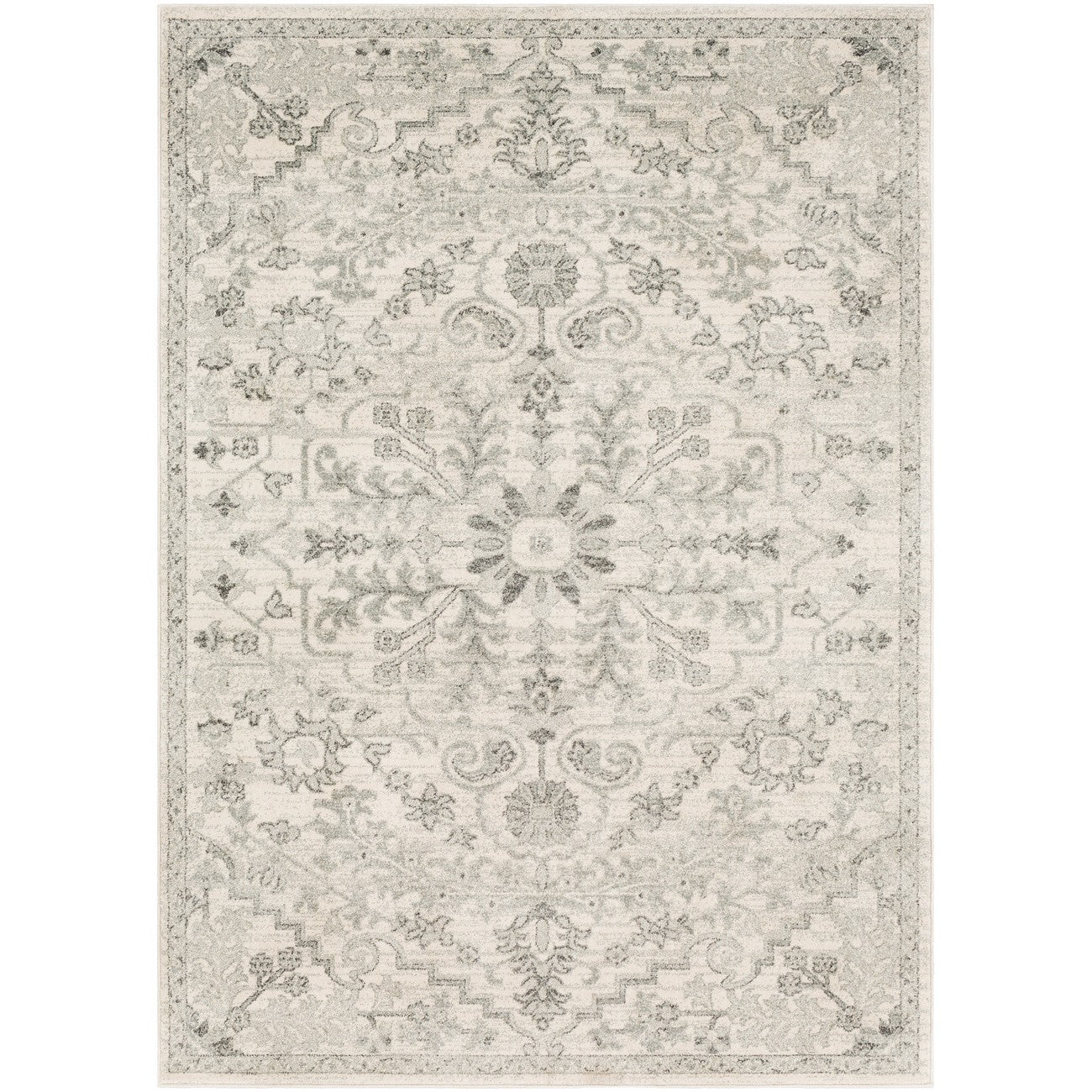 LOU Vintage Traditional Oriental Boho Light Beige Area Rug Flat