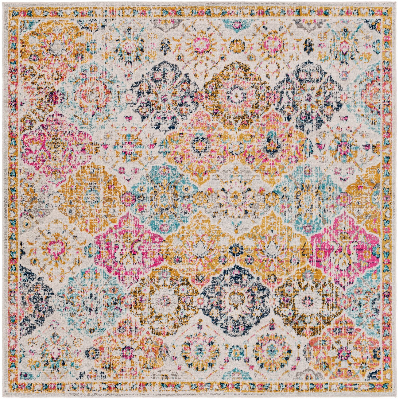 INES Vintage Traditional Oriental Boho Saffron/Burnt Orange Area Rug Flat