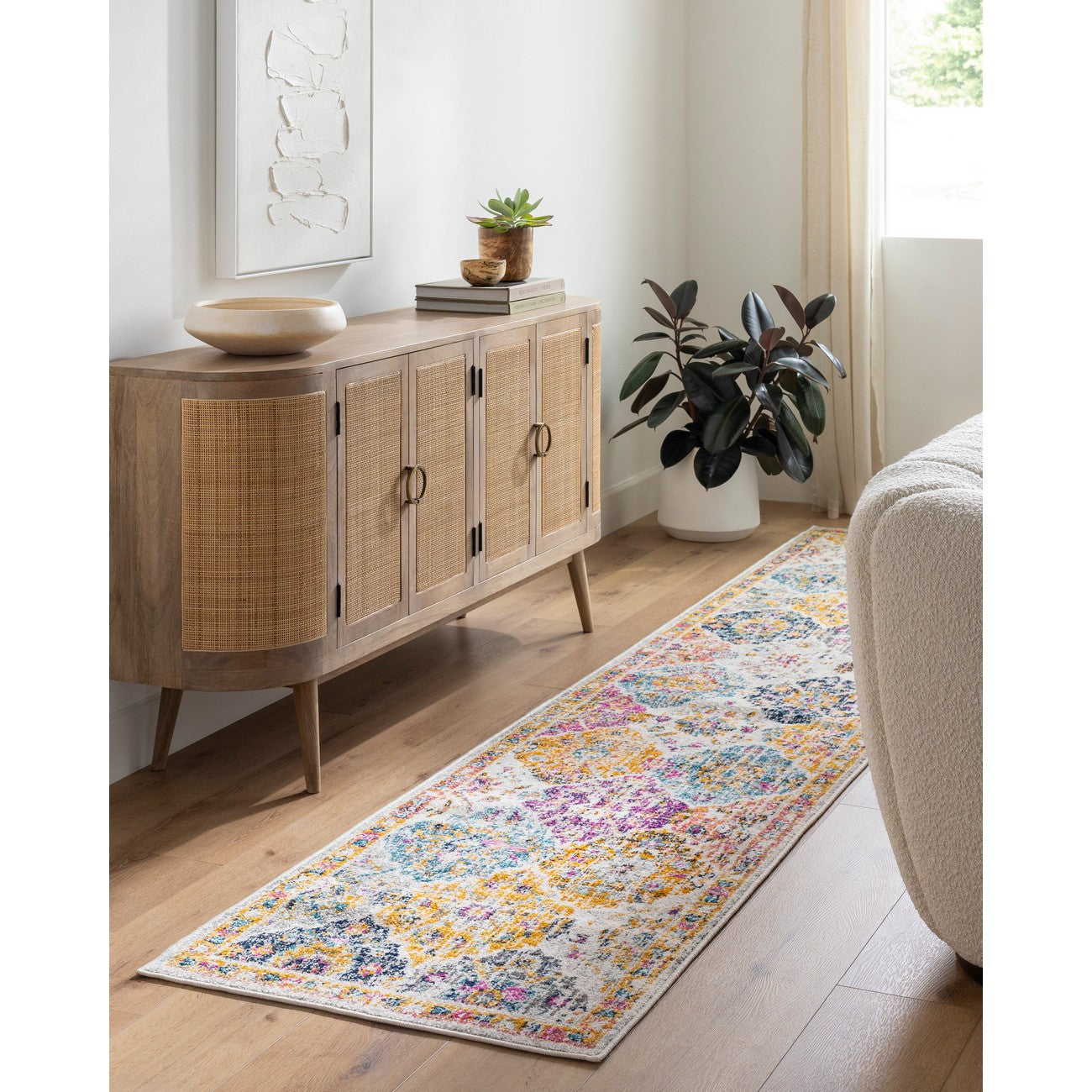 INES Vintage Traditional Oriental Boho Saffron/Burnt Orange Area Rug Roomscene