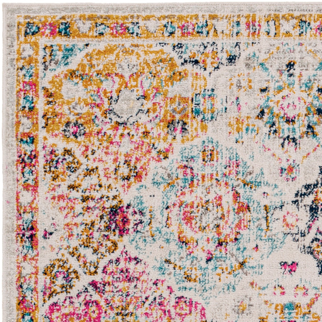 INES Vintage Traditional Oriental Boho Saffron/Burnt Orange Area Rug Zoom