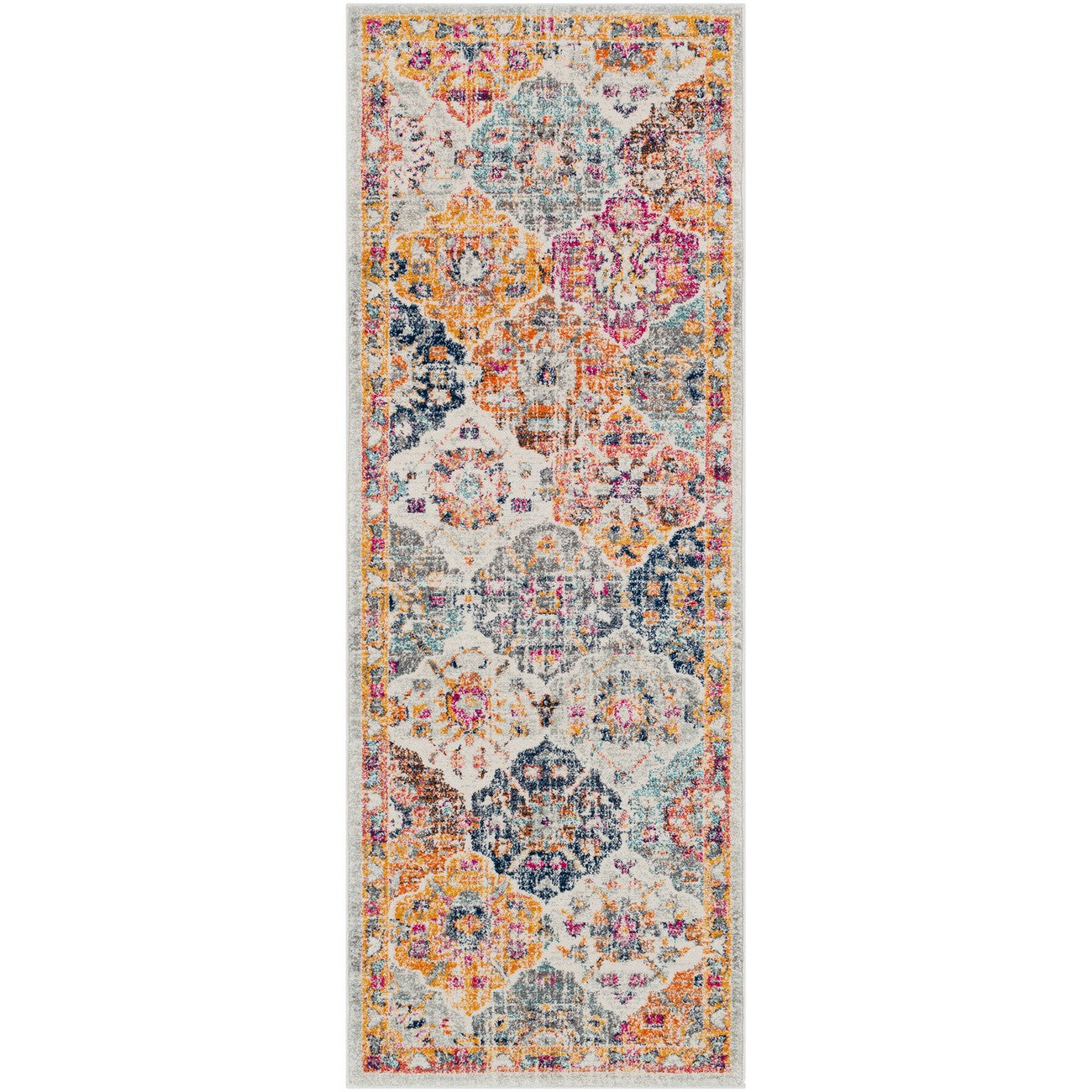 INES Vintage Traditional Oriental Boho Saffron/Burnt Orange Area Rug Flat