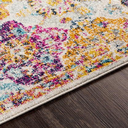 INES Vintage Traditional Oriental Boho Saffron/Burnt Orange Area Rug Texture