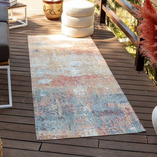 SAMIRA HILL Indoor & Outdoor Modern Burnt Orange Area Rug Roomscene
