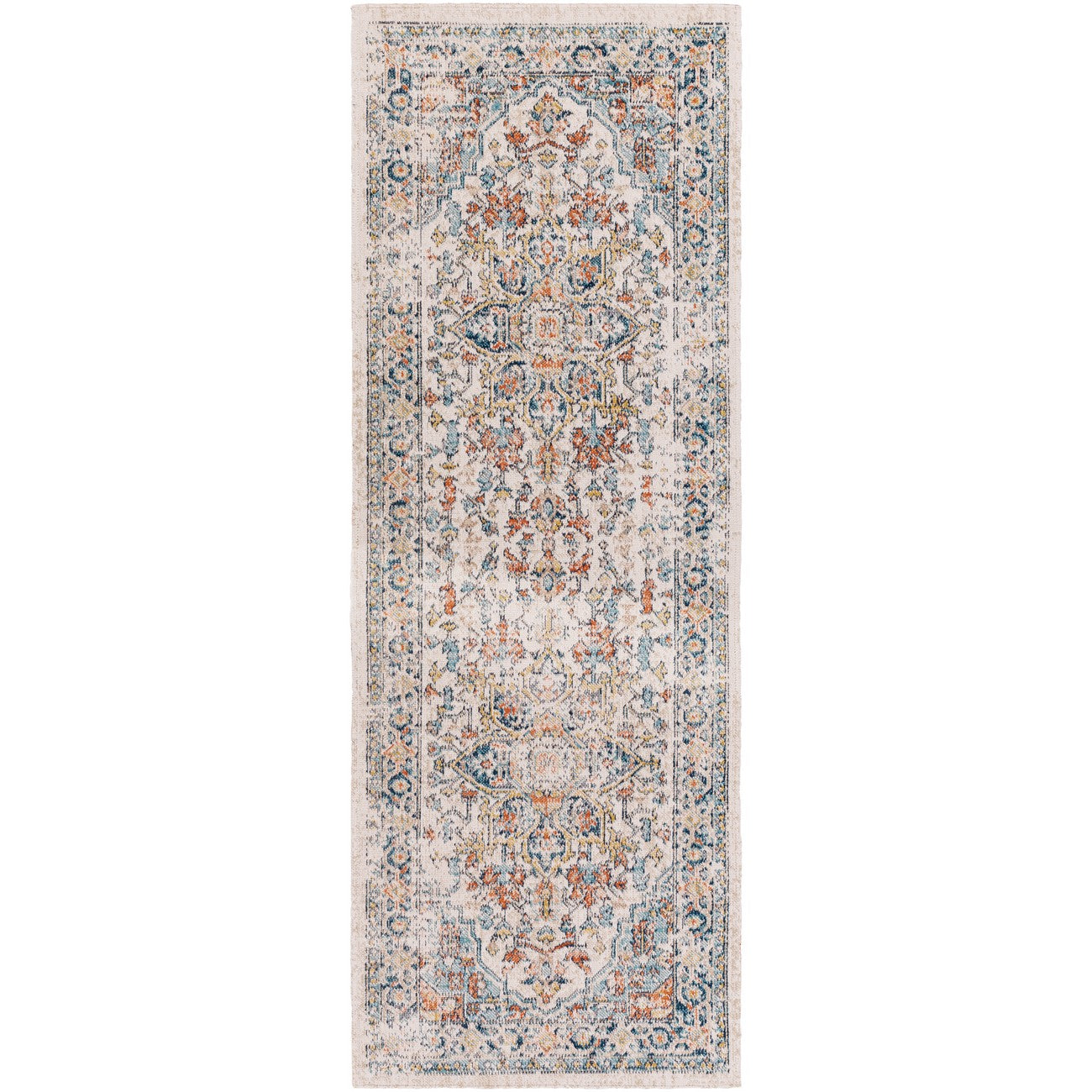 SELMA HILL Indoor & Outdoor Traditional Boho Dark Blue Area Rug Flat