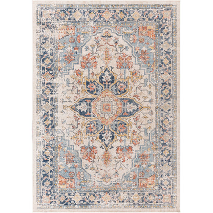 SELMA HILL Indoor & Outdoor Traditional Boho Dark Blue Area Rug Flat