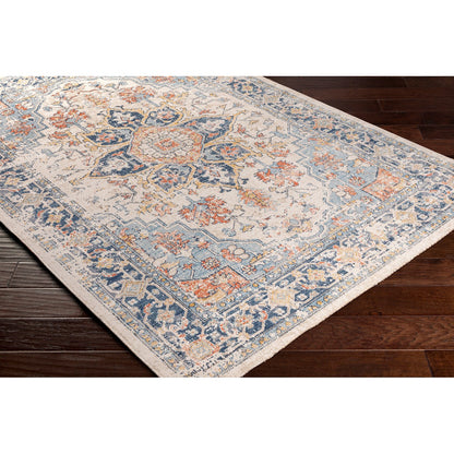 SELMA HILL Indoor & Outdoor Traditional Boho Dark Blue Area Rug Corner