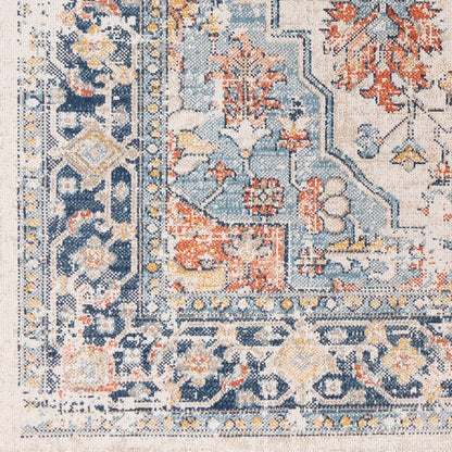 SELMA HILL Indoor & Outdoor Traditional Boho Dark Blue Area Rug Swatch