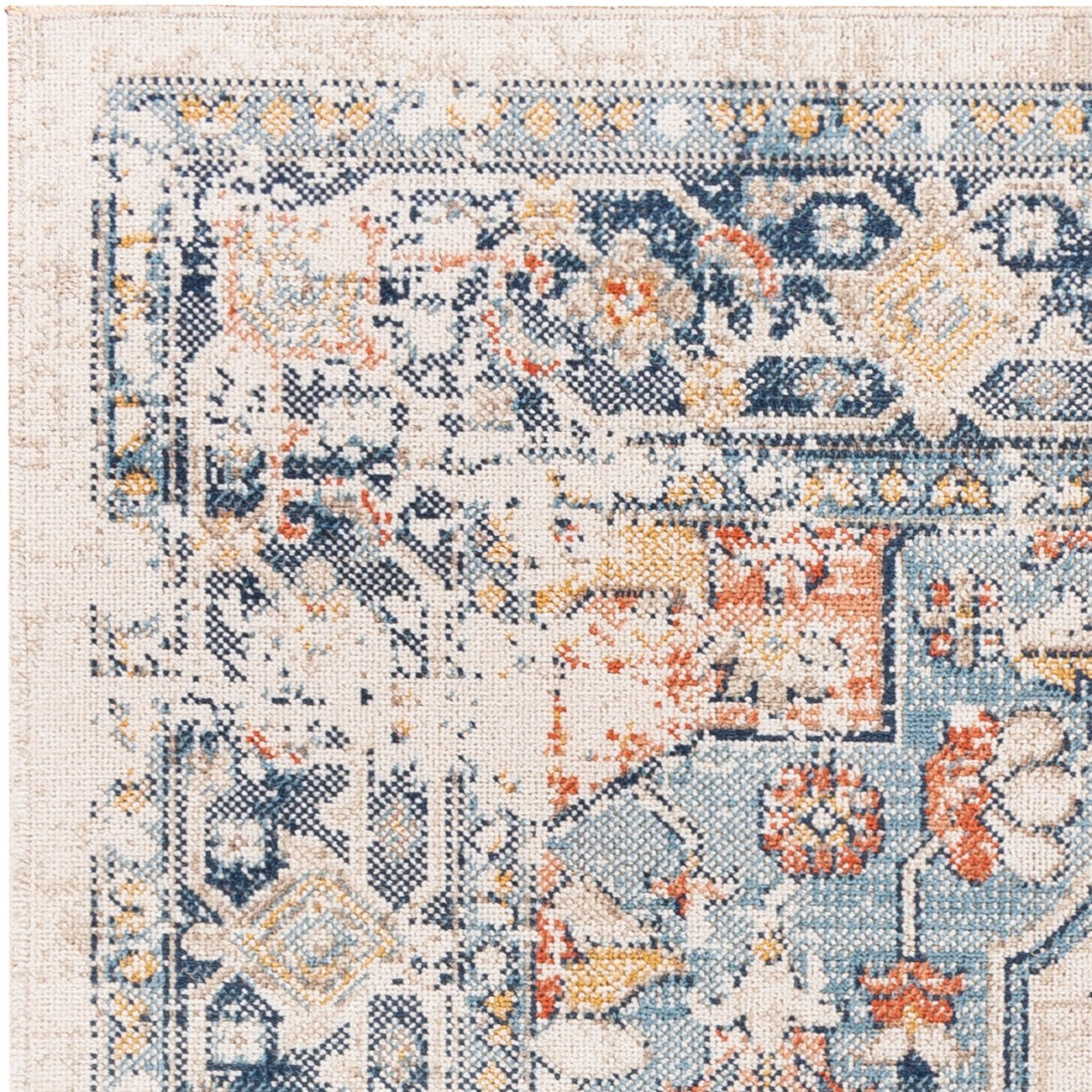 SELMA HILL Indoor & Outdoor Traditional Boho Dark Blue Area Rug Zoom