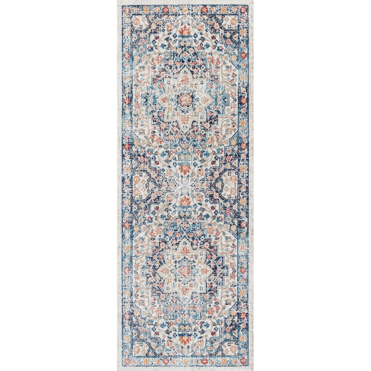 SELMA CLIFF Indoor & Outdoor Traditional Boho Dark Blue Area Rug Flat