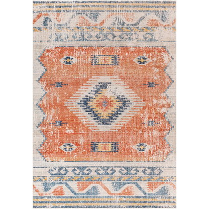 NAWEL GROVE Indoor & Outdoor Global Burnt Orange Area Rug Flat