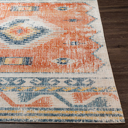 NAWEL GROVE Indoor & Outdoor Global Burnt Orange Area Rug Front