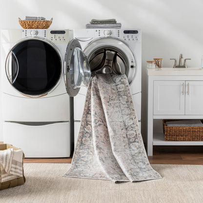 INDIGO Machine Washable Traditional Boho Blush Area Rug Styleshot