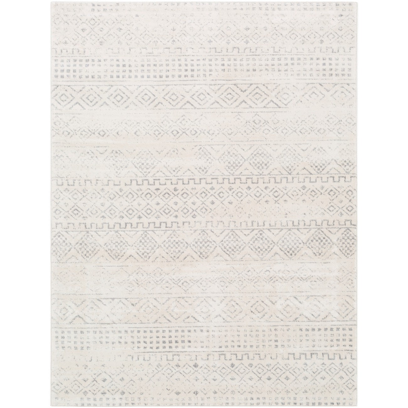 INDUJA Berber Modern High Pile Cream Area Rug Flat