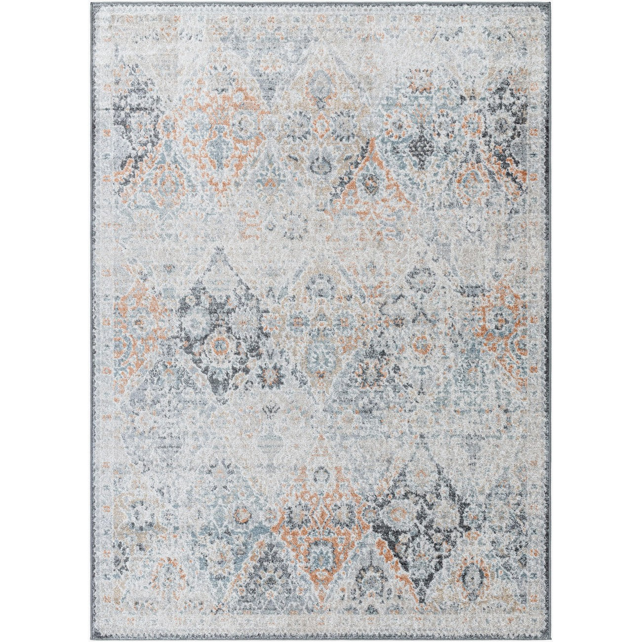 INES Vintage Oriental Boho Amber Area Rug Flat