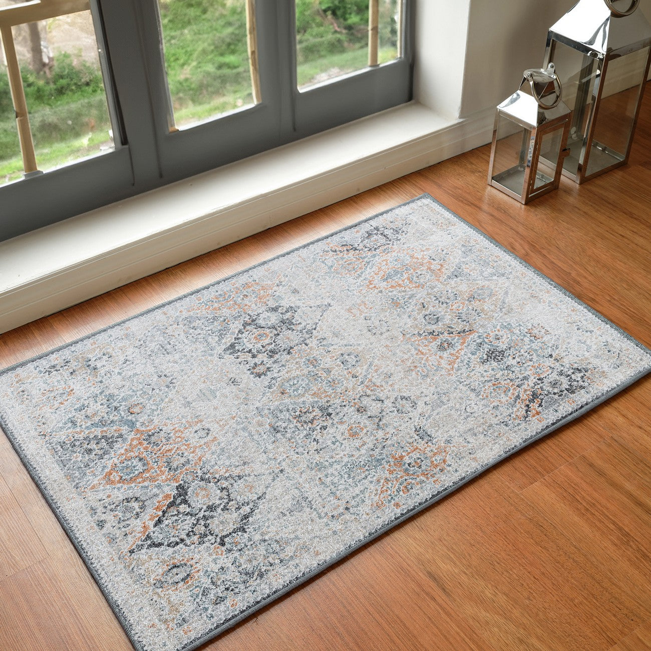 INES Vintage Oriental Boho Amber Area Rug Roomscene