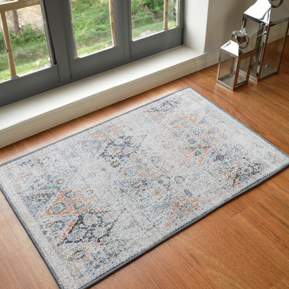INES Vintage Oriental Boho Amber Area Rug Roomscene