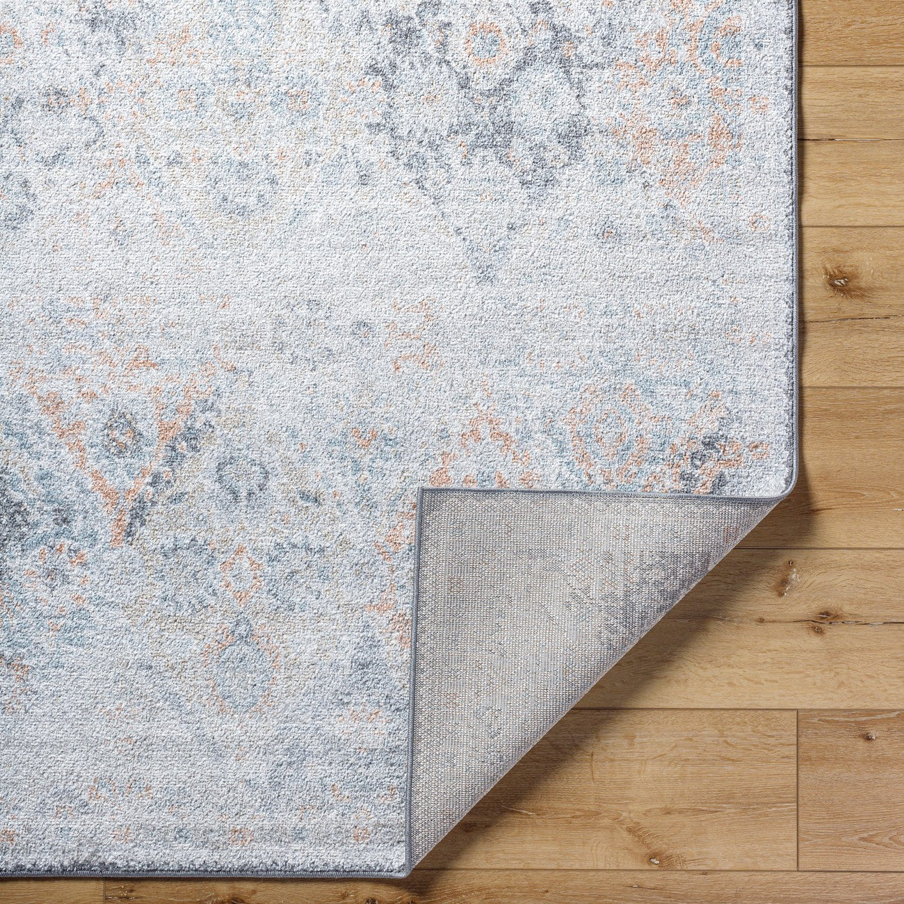 INES Vintage Oriental Boho Amber Area Rug Fold