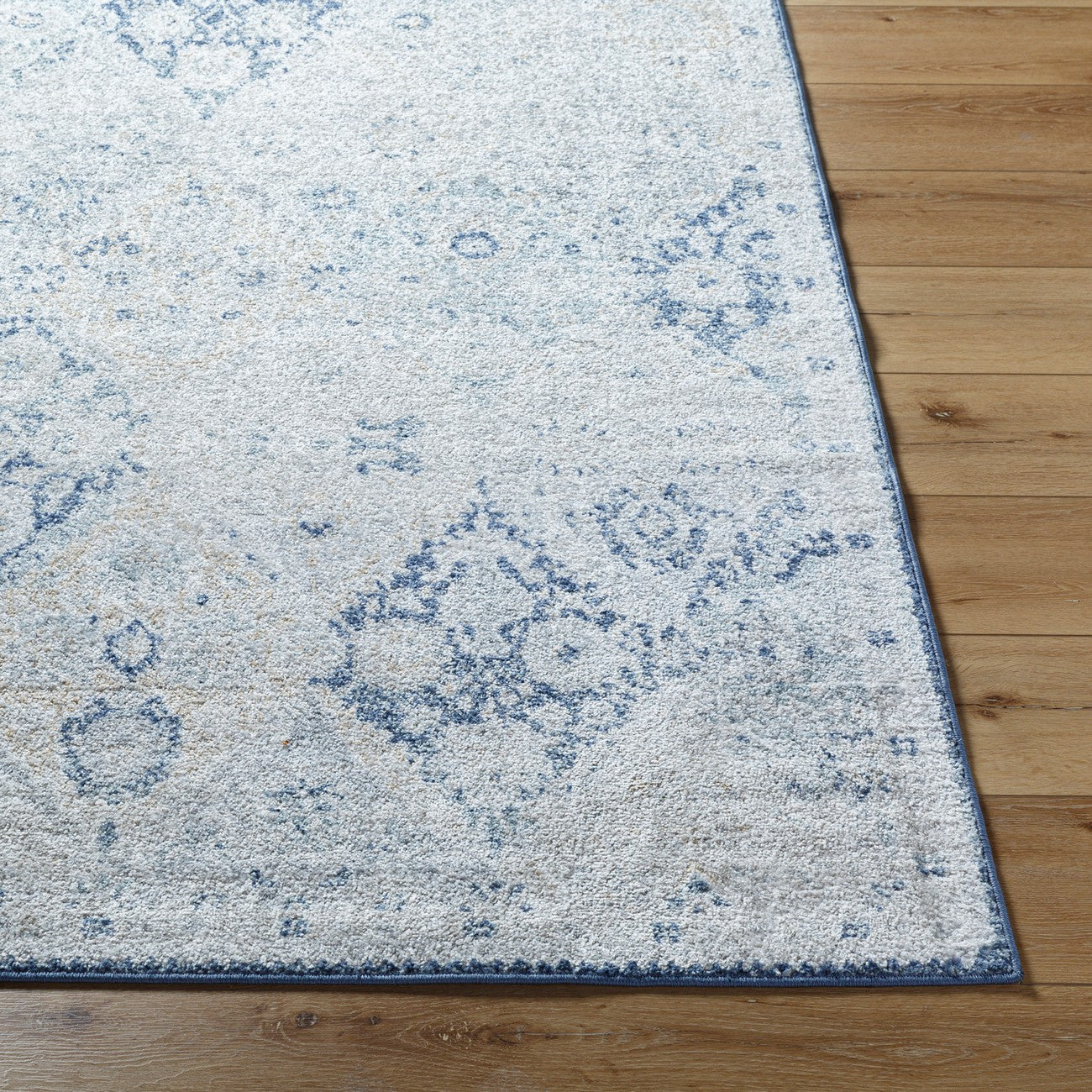 INES Vintage Oriental Boho Blue Area Rug Front