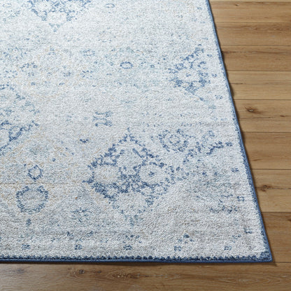 INES Vintage Oriental Boho Blue Area Rug Front