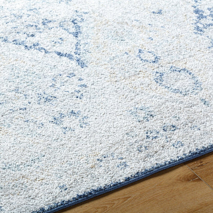 INES Vintage Oriental Boho Blue Area Rug Texture