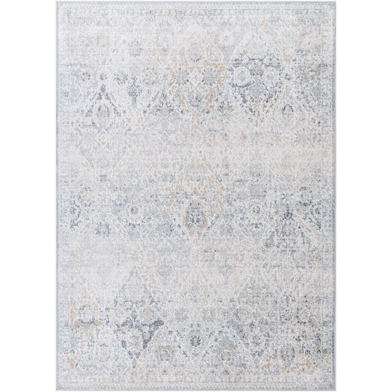 INES Vintage Oriental Boho Medium Grey Area Rug Flat