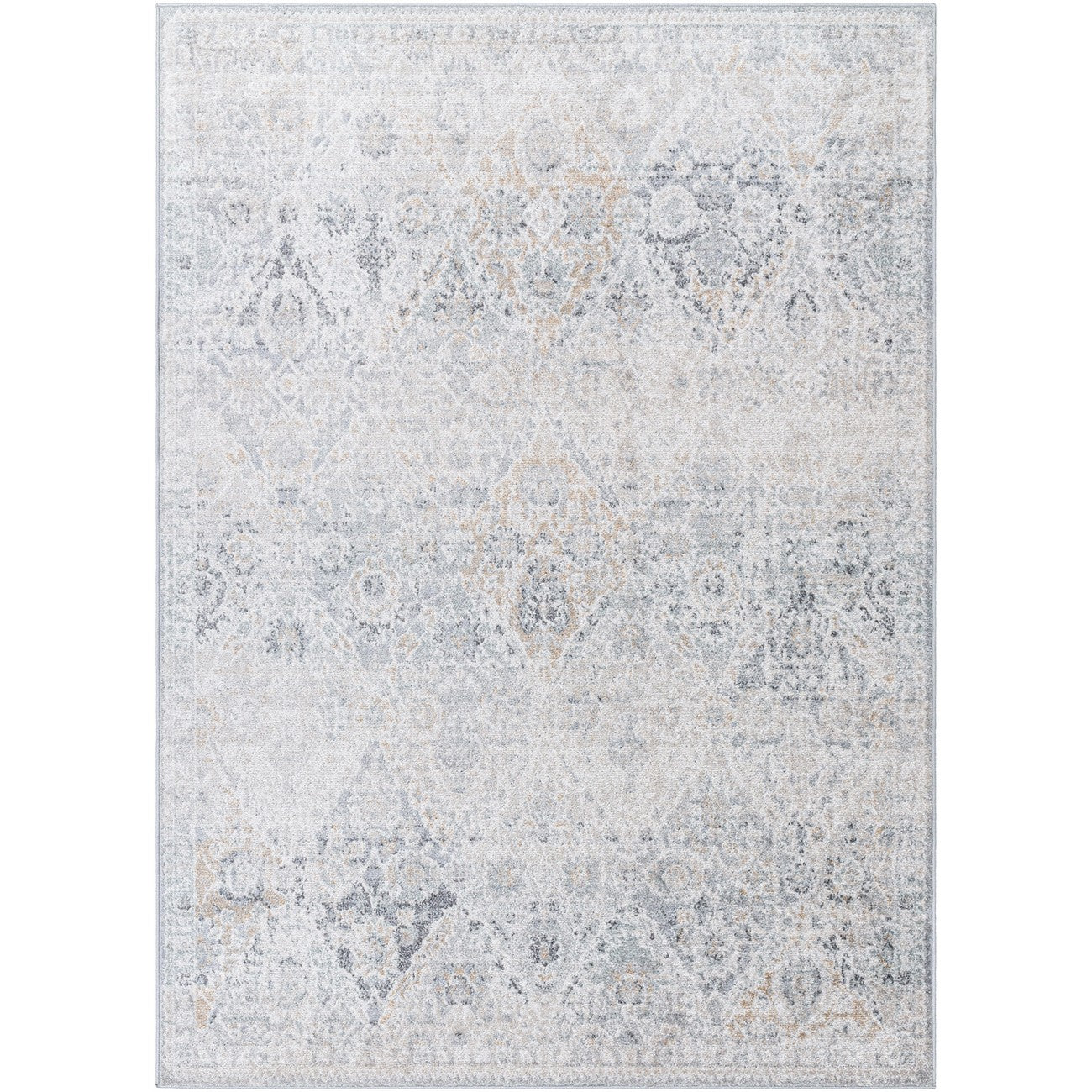 INES Vintage Oriental Boho Medium Grey Area Rug Flat