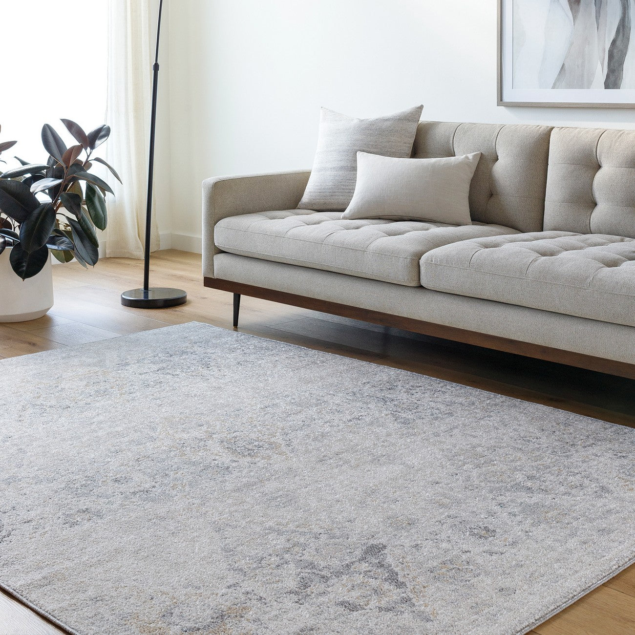 INES Vintage Oriental Boho Medium Grey Area Rug Roomscene