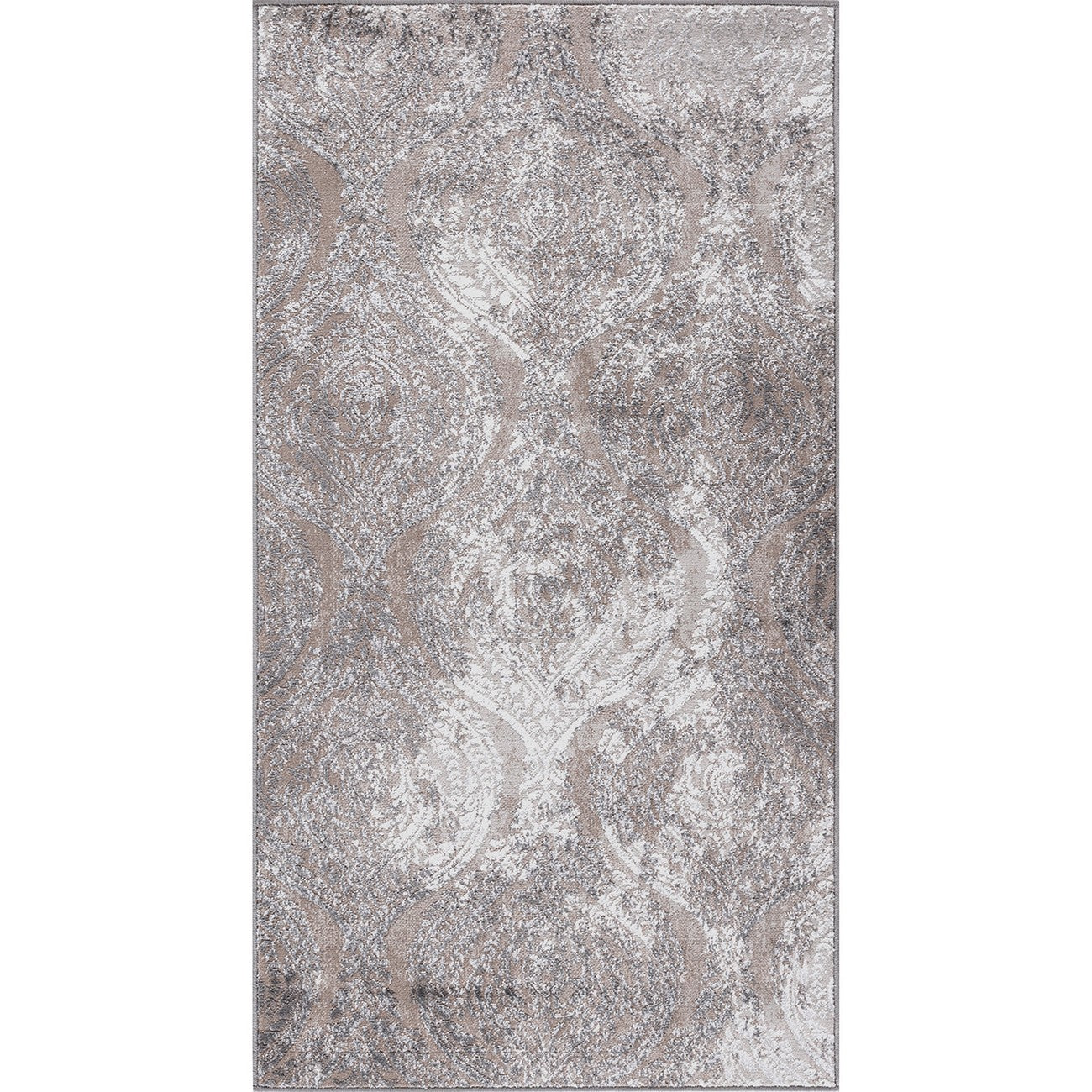 INGRID Vintage Traditional Oriental Boho White/Grey Area Rug Flat
