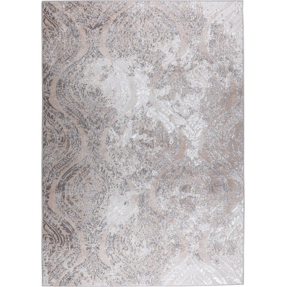 INGRID Vintage Traditional Oriental Boho White/Grey Area Rug Flat