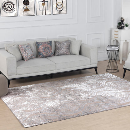 INGRID Vintage Traditional Oriental Boho White/Grey Area Rug Roomscene