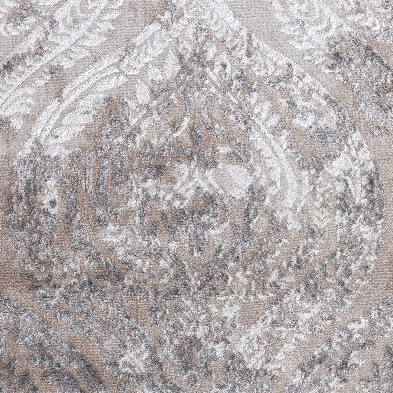 INGRID Vintage Traditional Oriental Boho White/Grey Area Rug Swatch