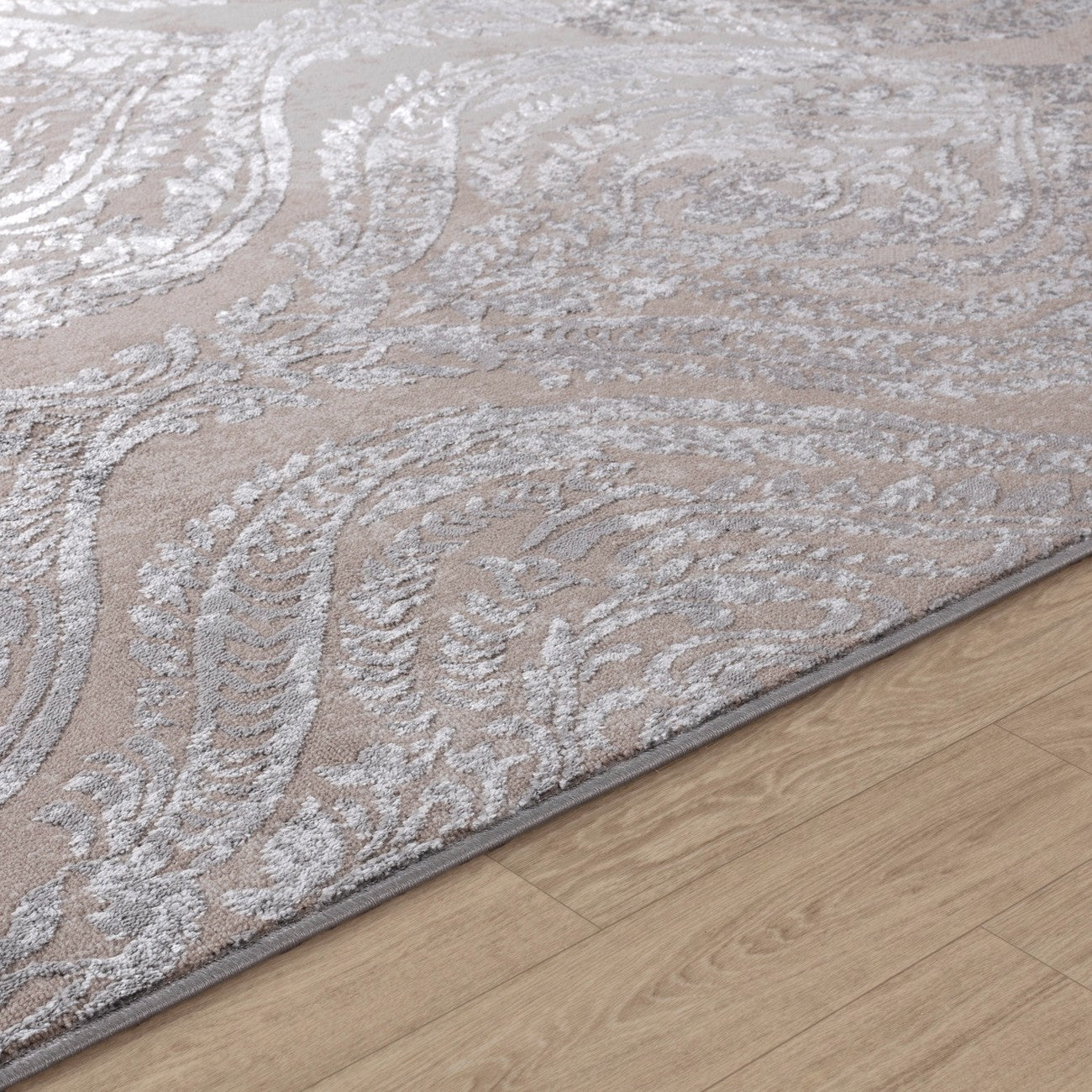 INGRID Vintage Traditional Oriental Boho White/Grey Area Rug Texture