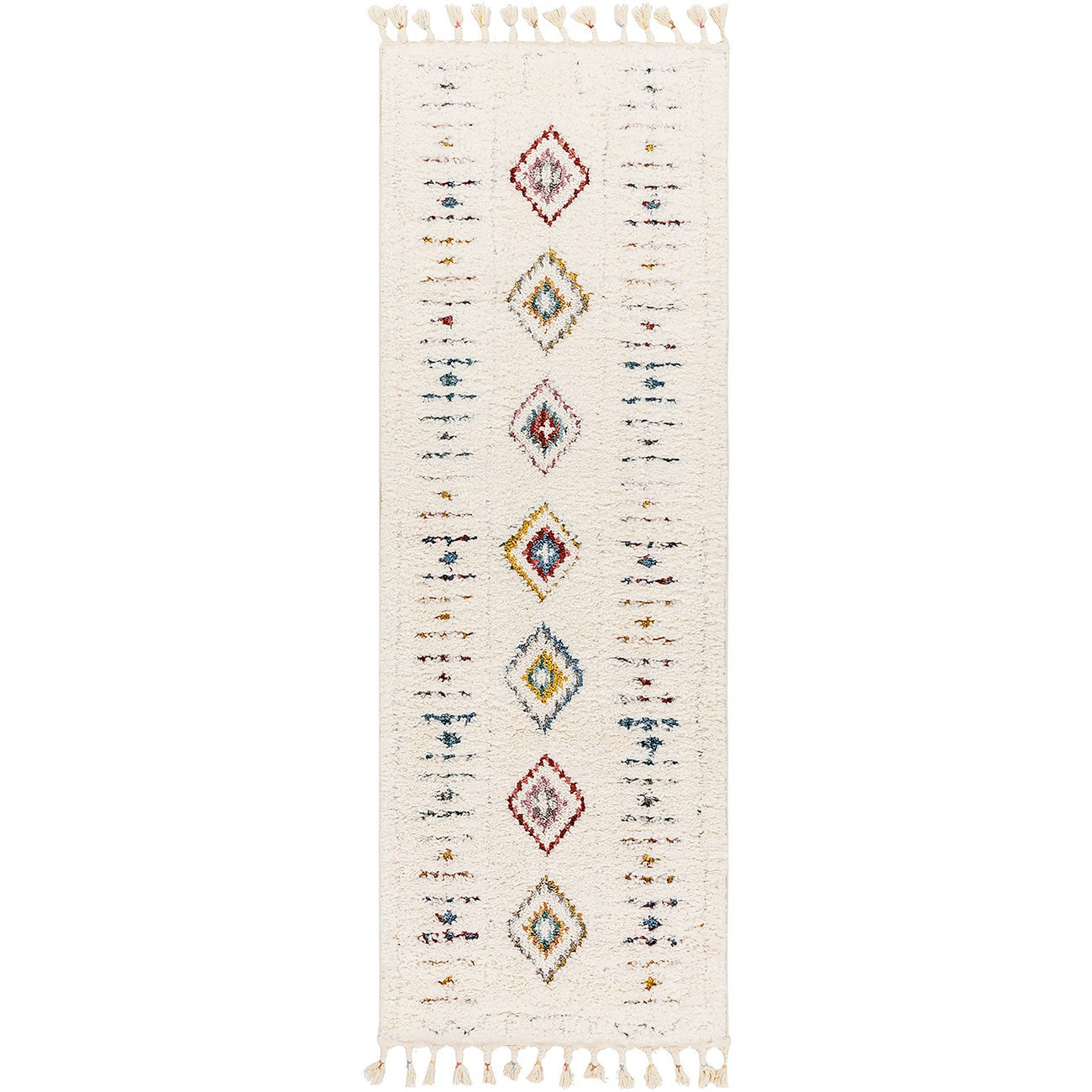 INO Shaggy Modern Boho Plush Pile Cream Area Rug Flat