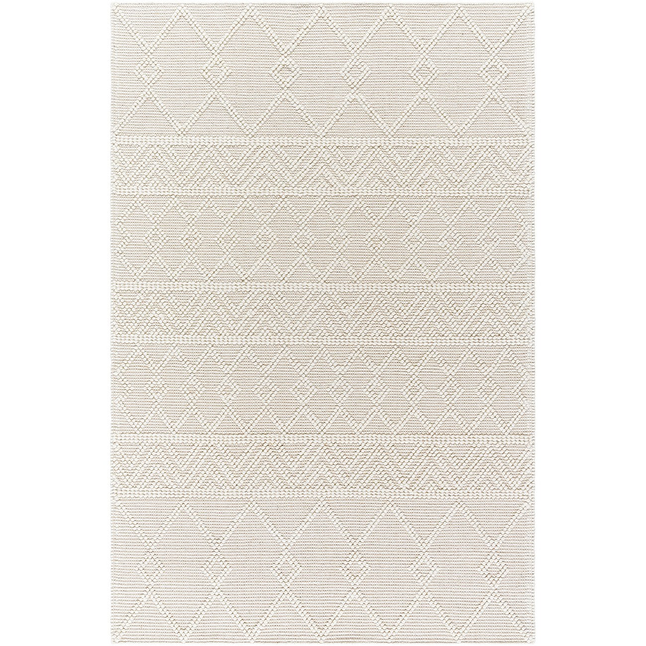 ISHANI Hand-Woven Global Wool Beige Area Rug Flat