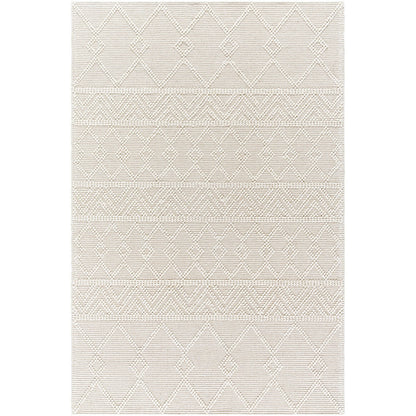 ISHANI Hand-Woven Global Wool Beige Area Rug Flat