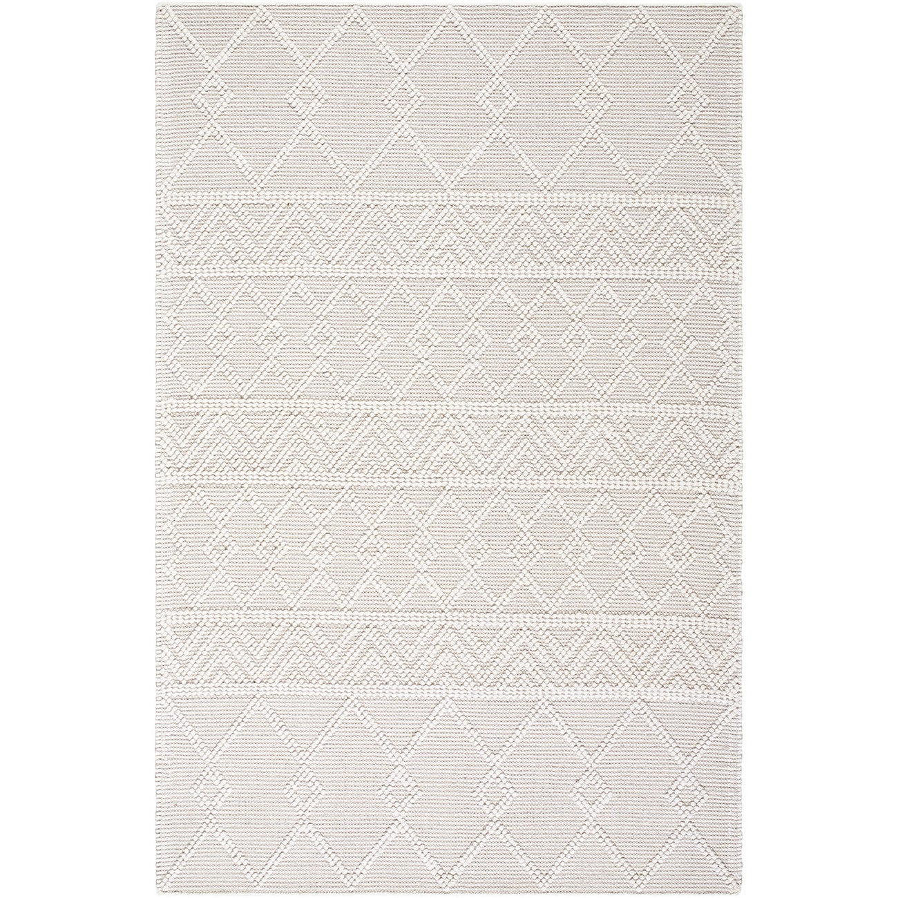 ISHANI Hand-Woven Global Wool Beige Area Rug Flat