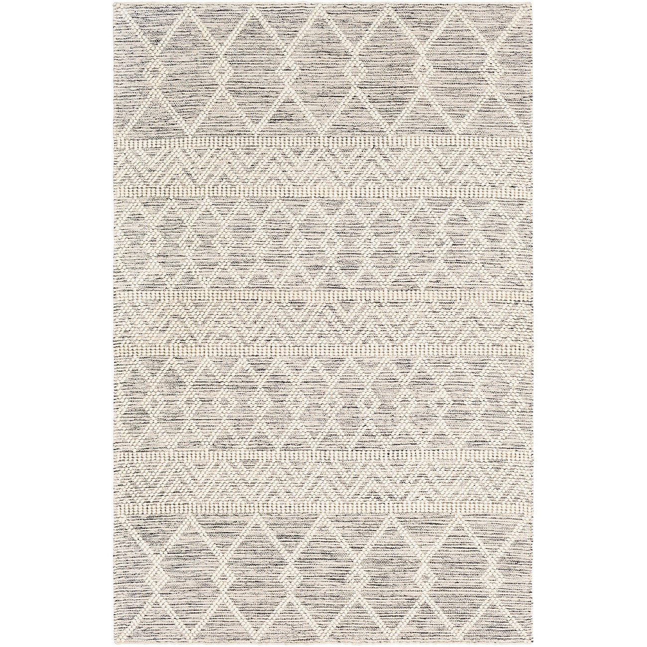 ISHANI Hand-Woven Global Wool Charcoal Area Rug Flat