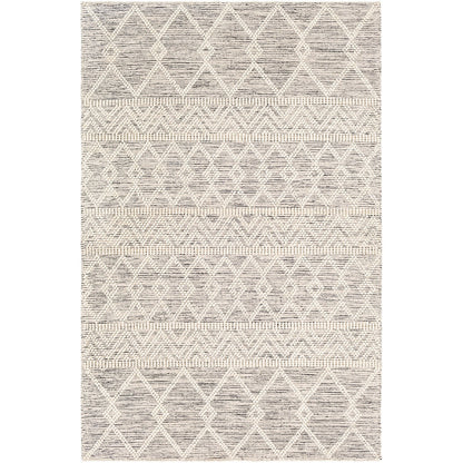 ISHANI Hand-Woven Global Wool Charcoal Area Rug Flat