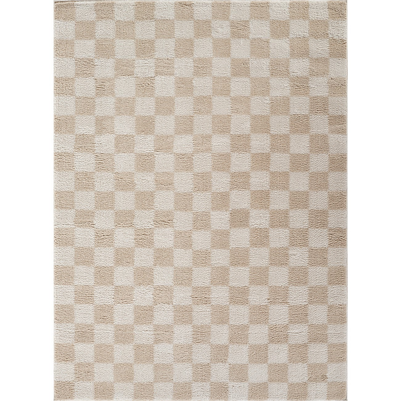 IZALINE Machine Washable Modern Shaggy Beige Area Rug Flat