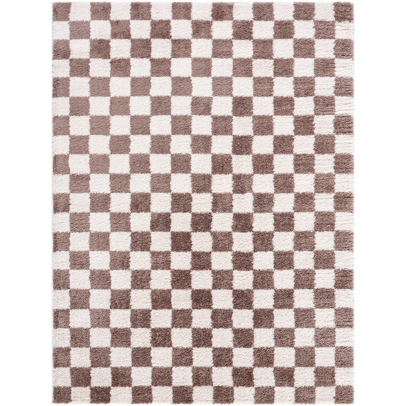 IZALINE Machine Washable Modern Shaggy Dark Brown Area Rug Flat