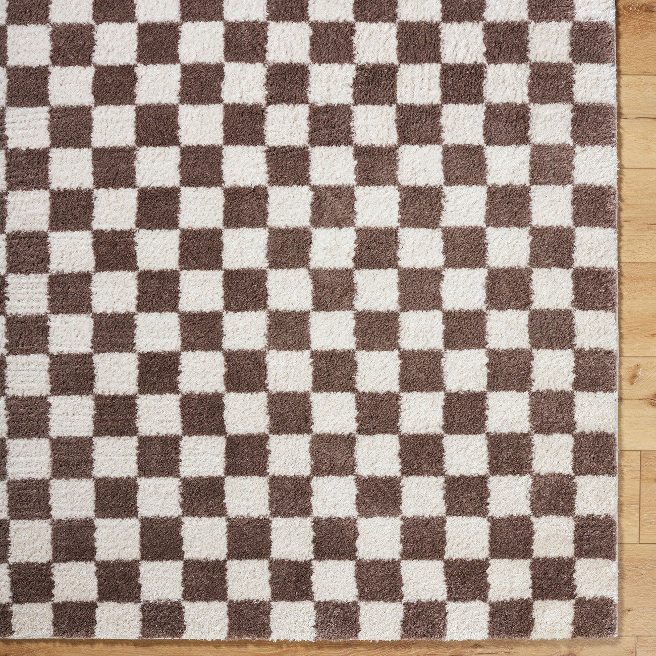 IZALINE Machine Washable Modern Shaggy Dark Brown Area Rug Overhead