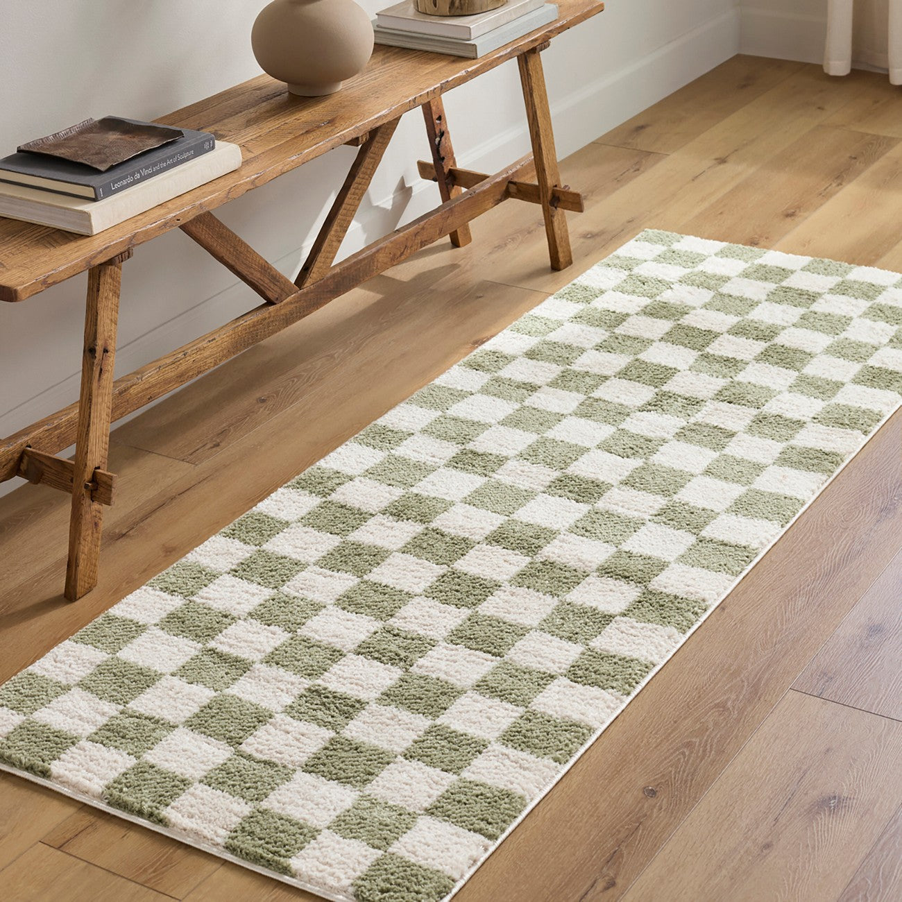 IZALINE Machine Washable Modern Shaggy Grass Green Area Rug Roomscene