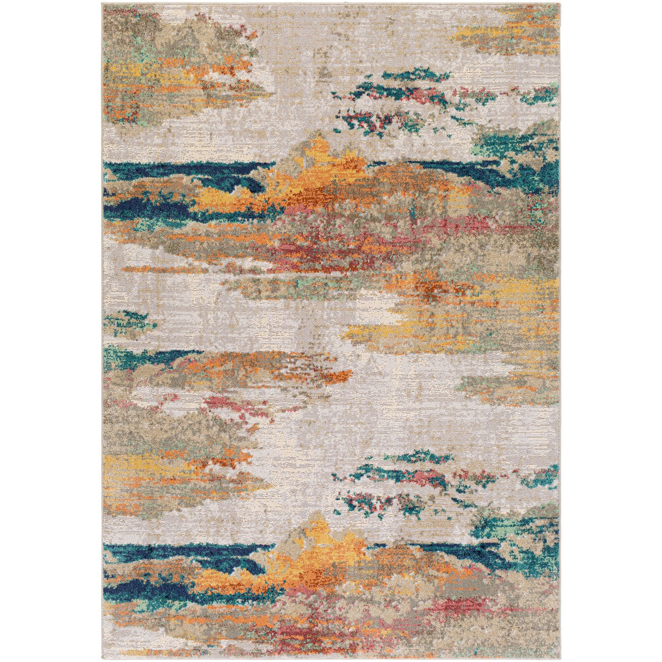 ALIZA Abstract Modern Marble Saffron Area Rug Flat