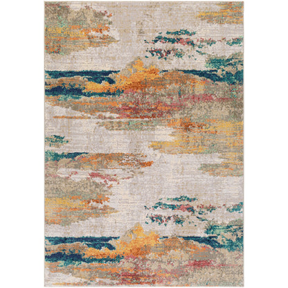 ALIZA Abstract Modern Marble Saffron Area Rug Flat