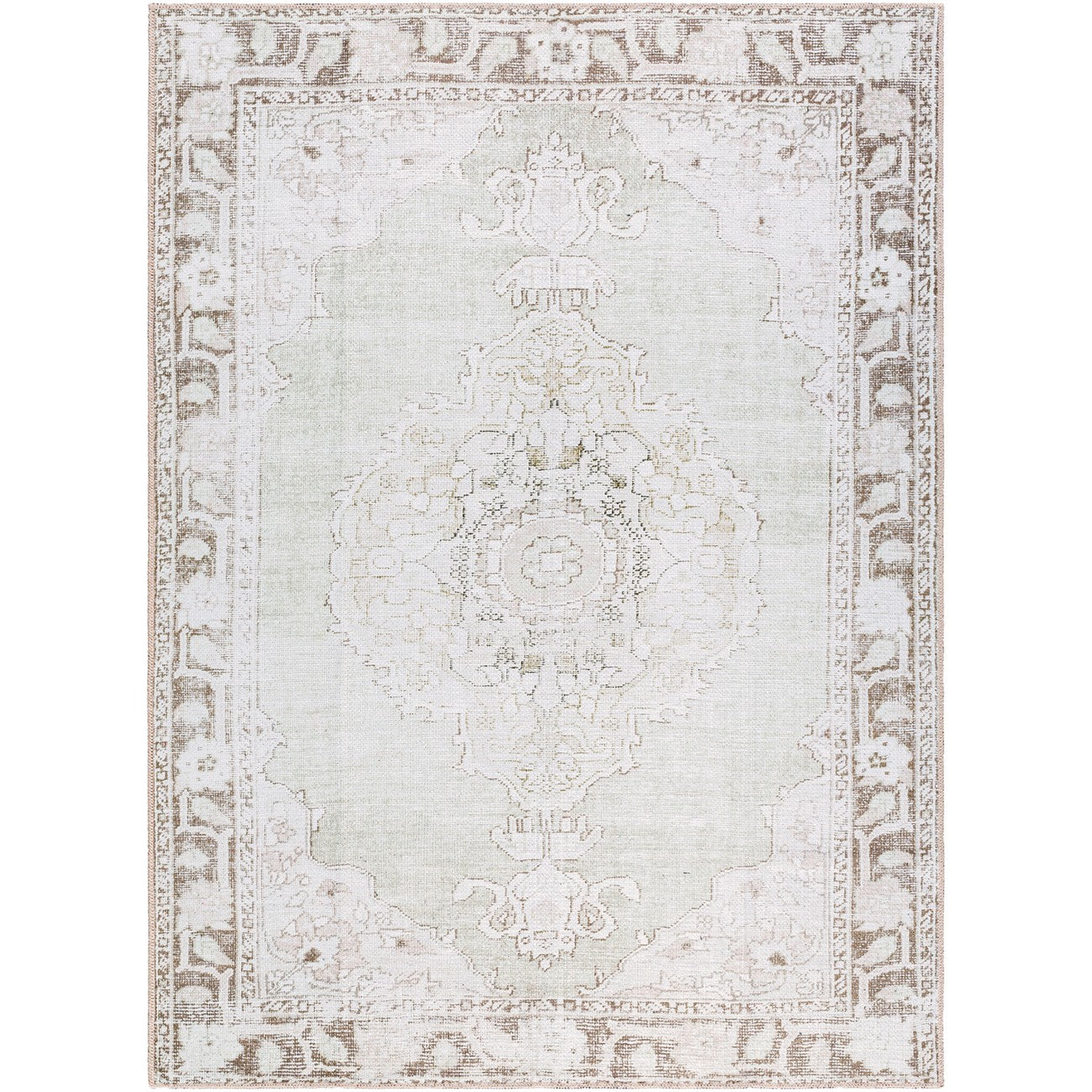 JALAPA Our PNW Home x Livabliss Machine Washable Oriental Boho Cream/Light Brown Area Rug Flat