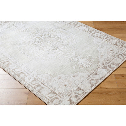 JALAPA Our PNW Home x Livabliss Machine Washable Oriental Boho Cream/Light Brown Area Rug Corner