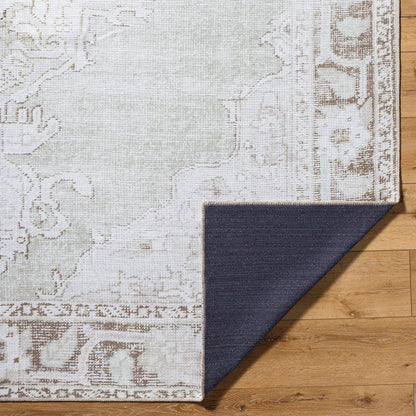JALAPA Our PNW Home x Livabliss Machine Washable Oriental Boho Cream/Light Brown Area Rug Fold