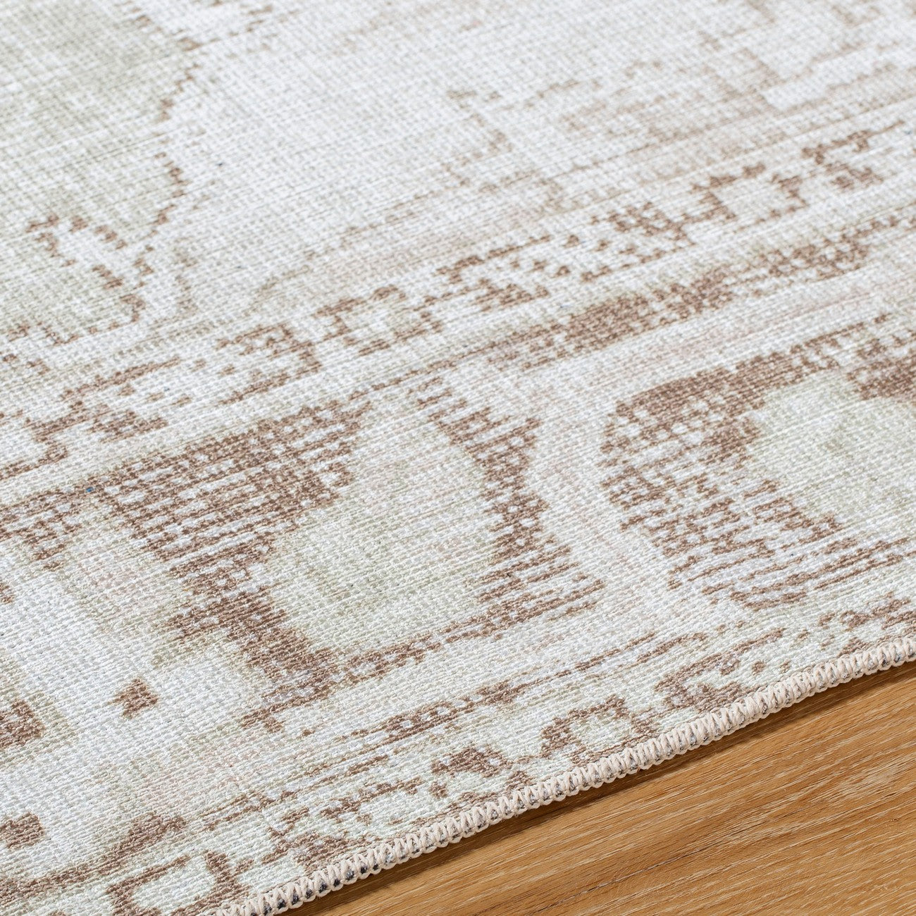 JALAPA Our PNW Home x Livabliss Machine Washable Oriental Boho Cream/Light Brown Area Rug Texture