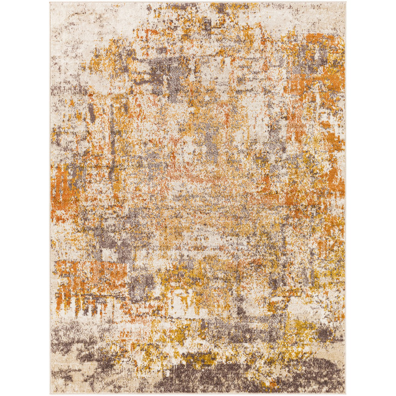 JEEVIKA Abstract Modern Marble Orange Area Rug Flat
