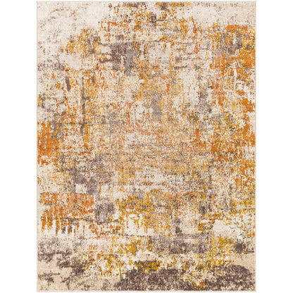 JEEVIKA Abstract Modern Marble Orange Area Rug Flat